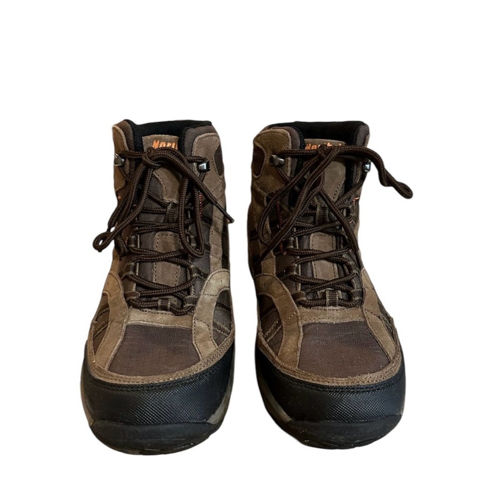 Brown and Black Outdoor Hiking Boots with Rugged Design